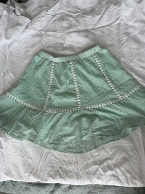 Light Mint Eyelet Tiered Skirt - Women